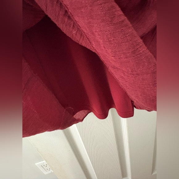 J Gee babydoll lace crochet mini dress size large bell sleeve Merlot red - Picture 4 of 10